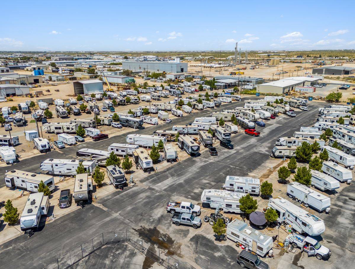 RV sites and paved roads across the resort
